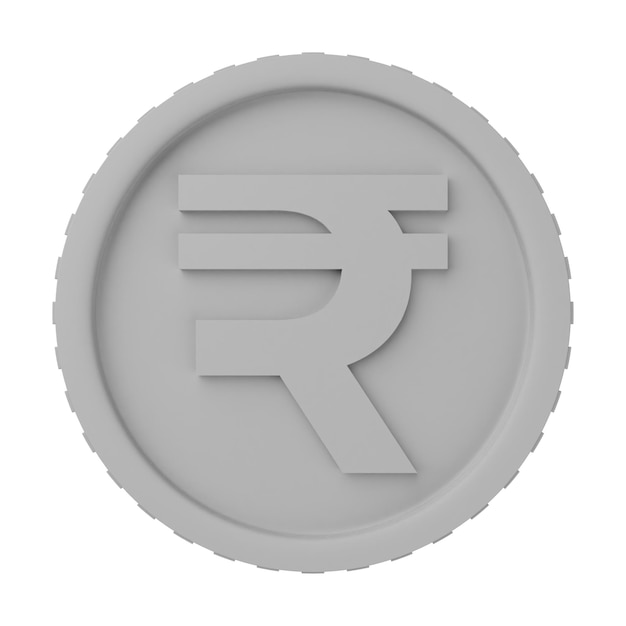 Photo silver coin rupee 3d illustration isolated in white background