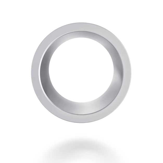 Silver color 3d ring isolated on white background 3D render