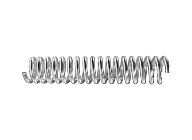 Silver color coil spring isolated over white background 3D render