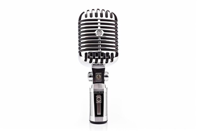 silver color professional retro style microphone cut out