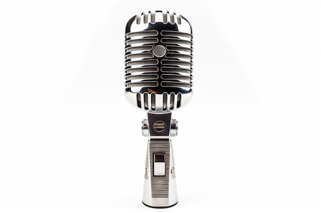 silver color professional retro style microphone cut out