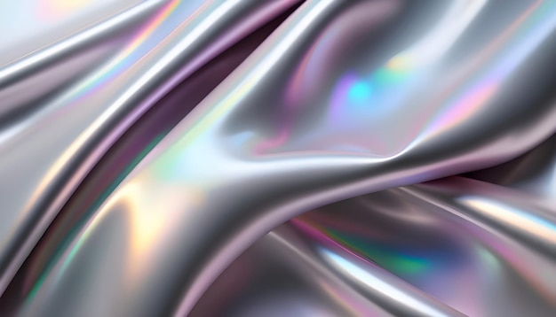 a silver colored metallic background with a rainbow design in the middle