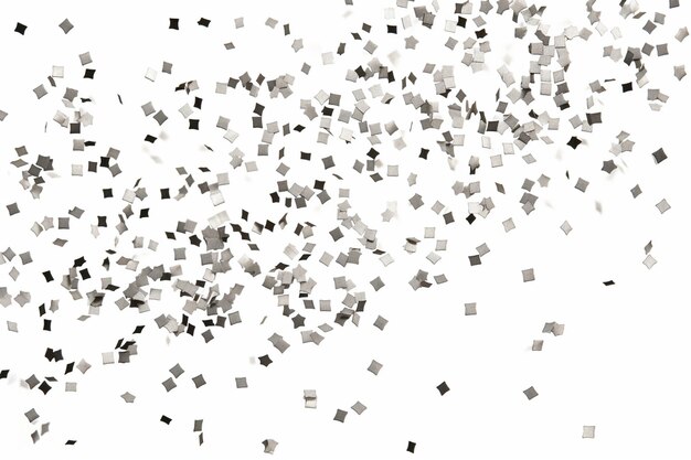 Photo silver confetti floating with transparentwith clipping path