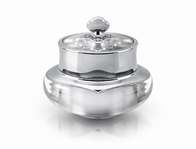 Silver cosmetic jar