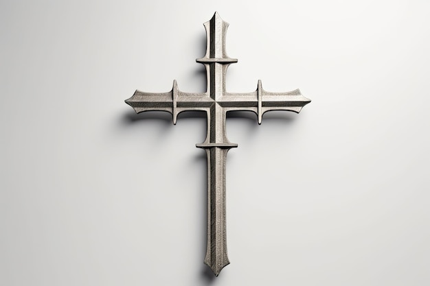 a silver cross on a white background