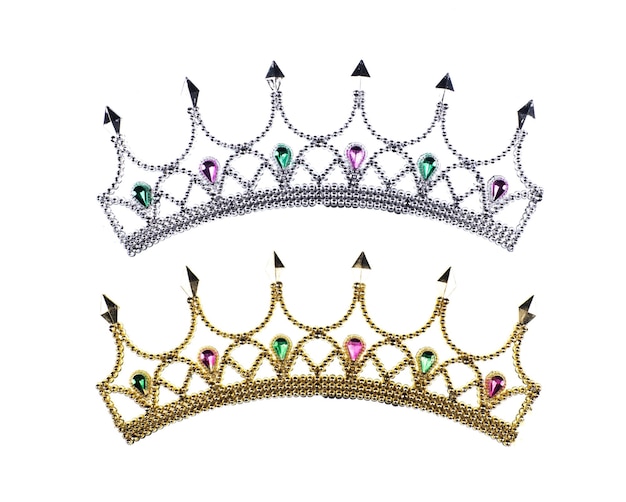 silver crown and gold crown isolated on white background
