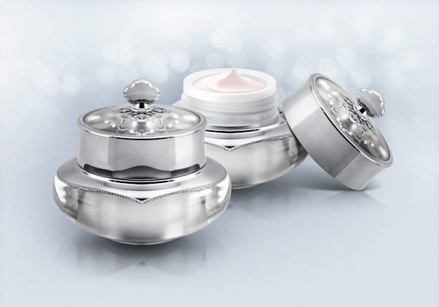 Silver deluxe cosmetic jars