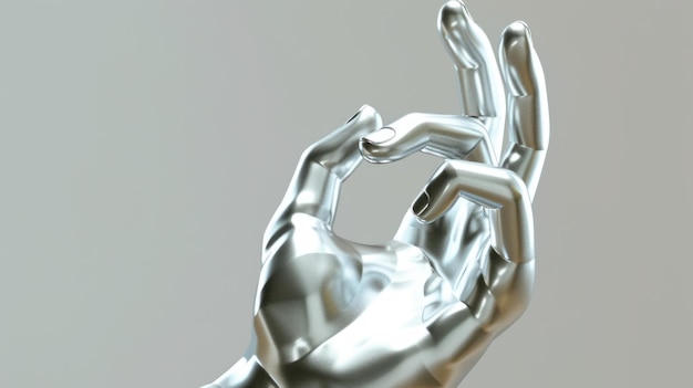 silver effect hand figurine on white background