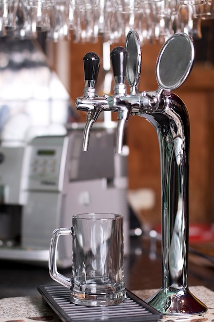 Photo silver faucet for pouring beer