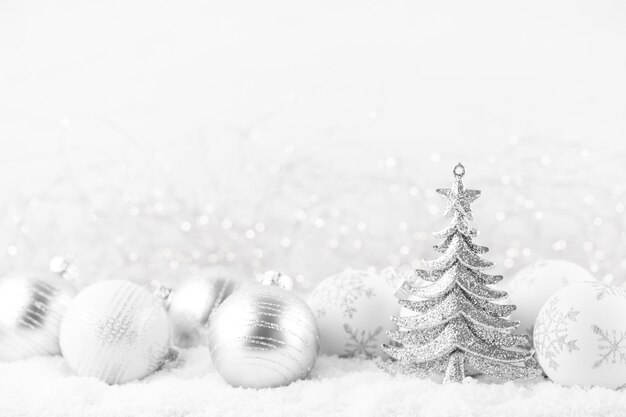 Photo silver festive decoration for christmas tree