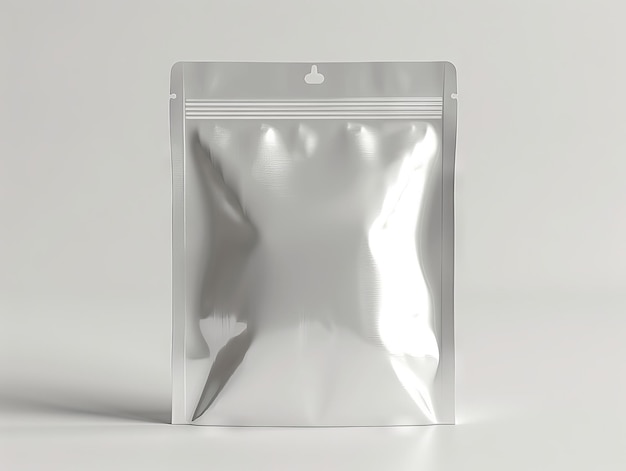 Photo a silver foil bag on a white surface