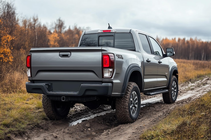 Photo a silver ford f 4x4 truck is parked on a dirt road