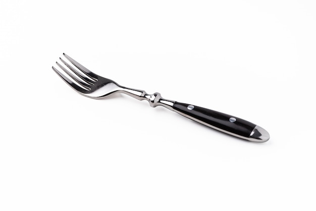 silver fork on isolated white background 