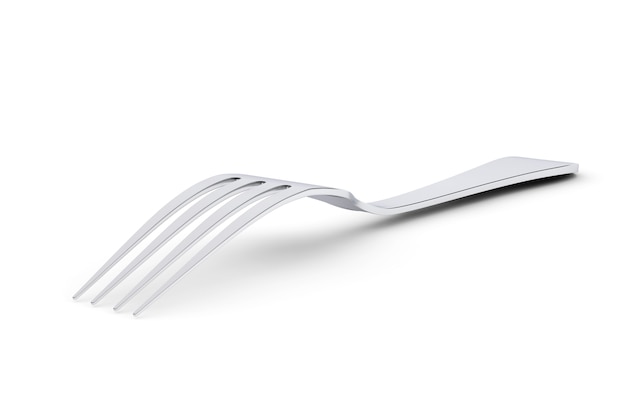 Silver Fork on a white background. 3d Rendering