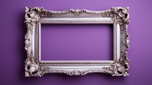 Silver frame frame on a purple wall