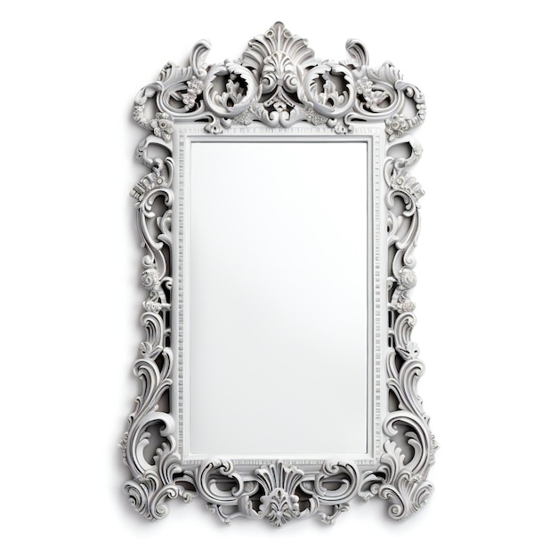 Серебряная рамка для картин, зеркал или фотографий, изолированных на белом фоне