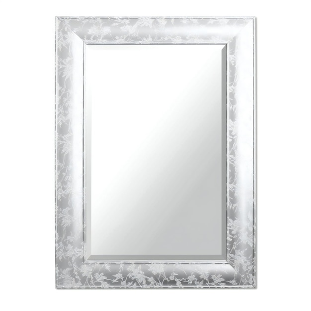 Серебряная рамка для картин зеркала или фото изолированы на белом фоне