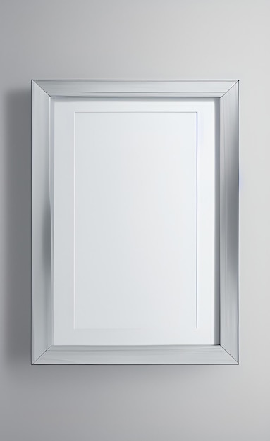 A silver frame on a wall with the word " on it " on it.