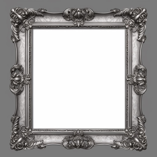 A silver frame with a white background and a white background.