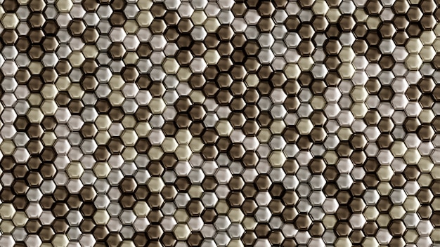 Silver geometric background with hexagons. 3d rendering.