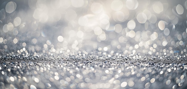 Silver Glitter Bokeh Lights Abstract Background