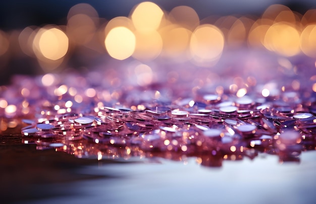 silver glitter reflection on table in the style of light violet and light beige