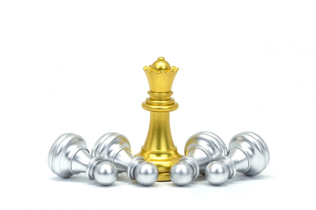 Premium Photo | Silver and gold chessman isolated on white