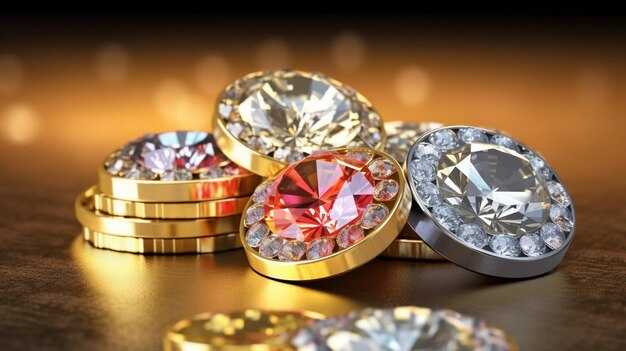 silver gold and diamond casino chips