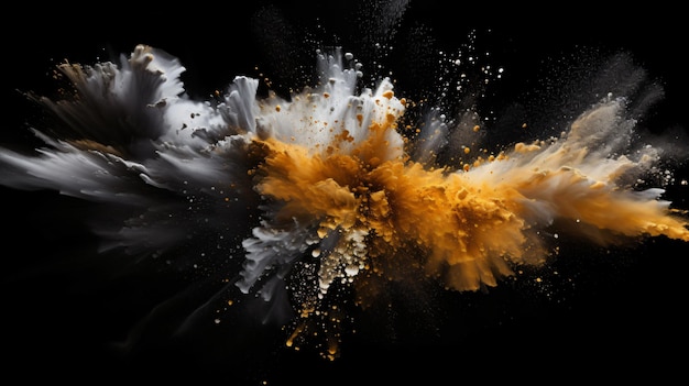 Silver and gold powder explosion