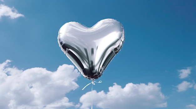Фото Серебряный воздушный шар с сердцем