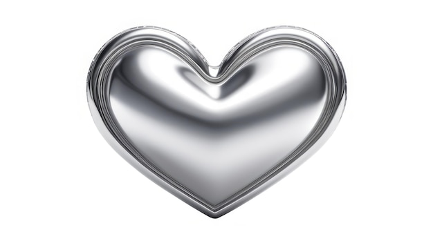 Photo silver heart isolated on white background