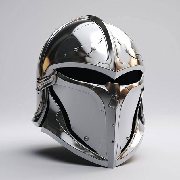 Photo a silver helmet with a white background