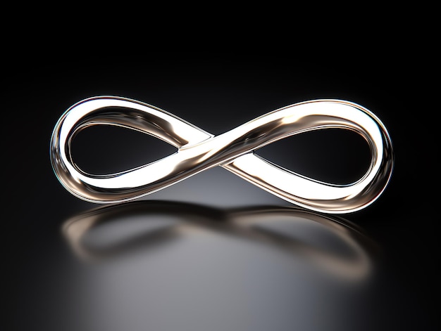 a silver infinity symbol on a black background