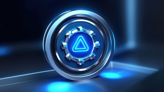 Silver ions Agplus action 3D emblem in blue and silver colors Generative Ai
