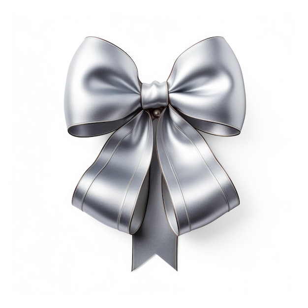 Photo silver jingle belladorned ribbon and bow isolated on transparent background