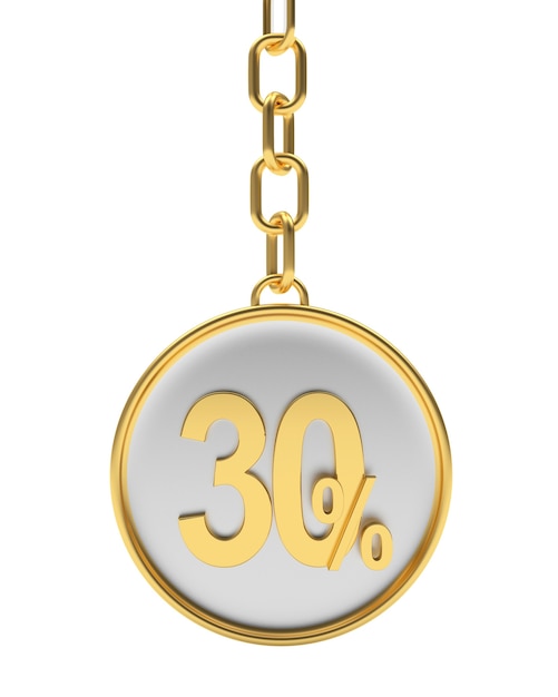 Silver key chain with thirty percent discount