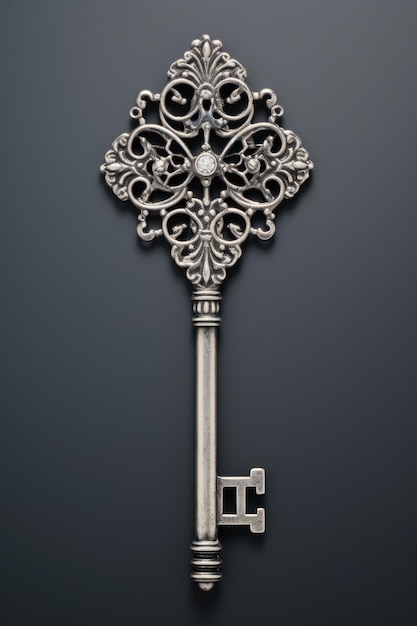 A silver key with a diamond on it Digital image