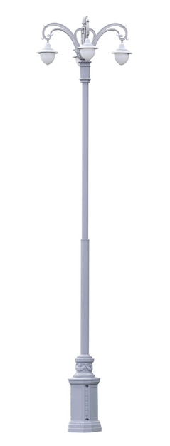 Silver lamppost in vintage style isolated on a white background design element