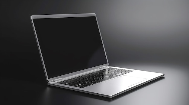 A silver laptop with a black screen laptop mockup concept