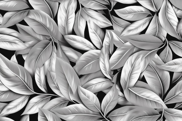 Silver leaves on a black background.