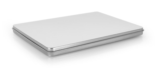 Silver metal box isolated on white.