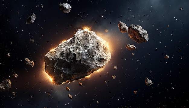 Foto meteorite d'argento nello spazio photogprahy