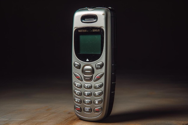 A silver nokia phone with the word nokia on the screen.