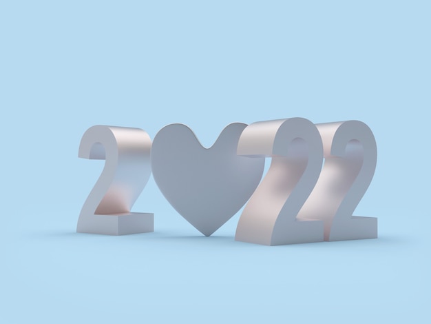 Фото Серебряное число нового года с сердечком