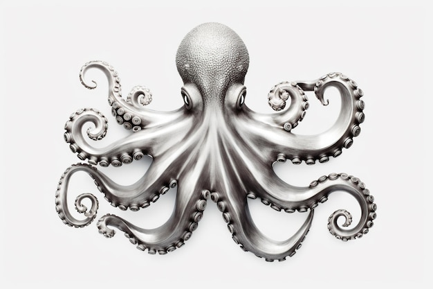 Silver octopus on a white background