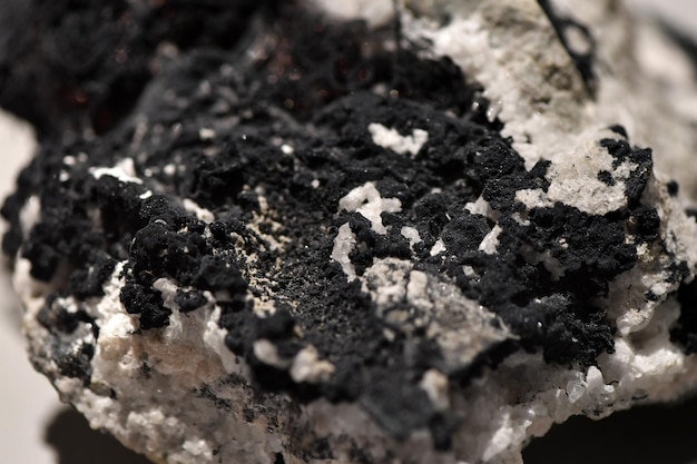 silver ore on rock close up macro