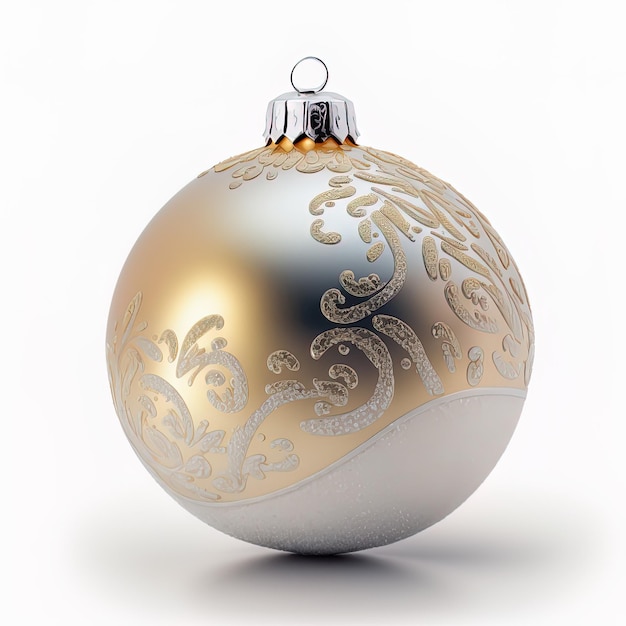 a silver ornament that has a gold design on it