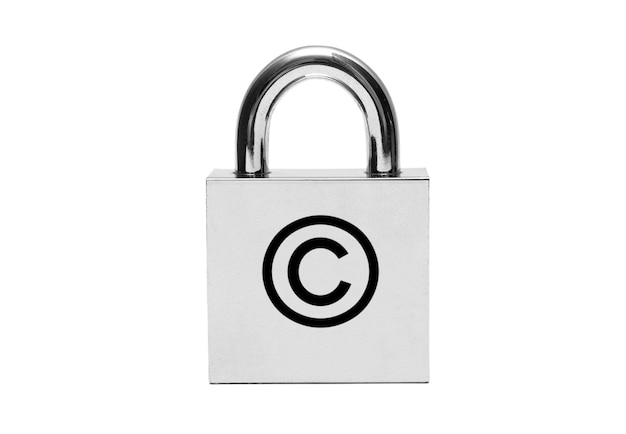 Silver padlock with copyright sign