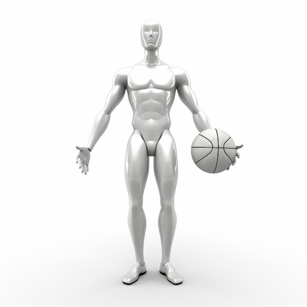 Photo silver perspective rendering mannequin with basketball inside