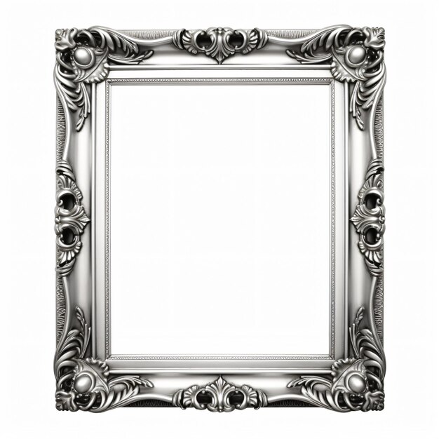 Фото silver picture frame clipart isolated on white back